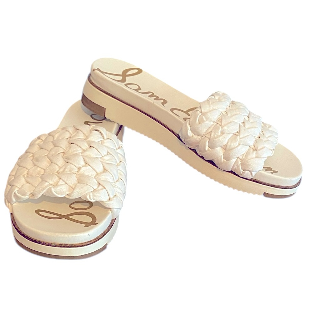 Cute! Sam Edelman Ainslie Braided Slide Sandals White Sz. 7.5